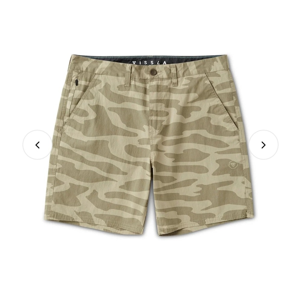 Vissla Mens Camo Hybrid Shorts Tan Khaki Size 32 M2007ELC New